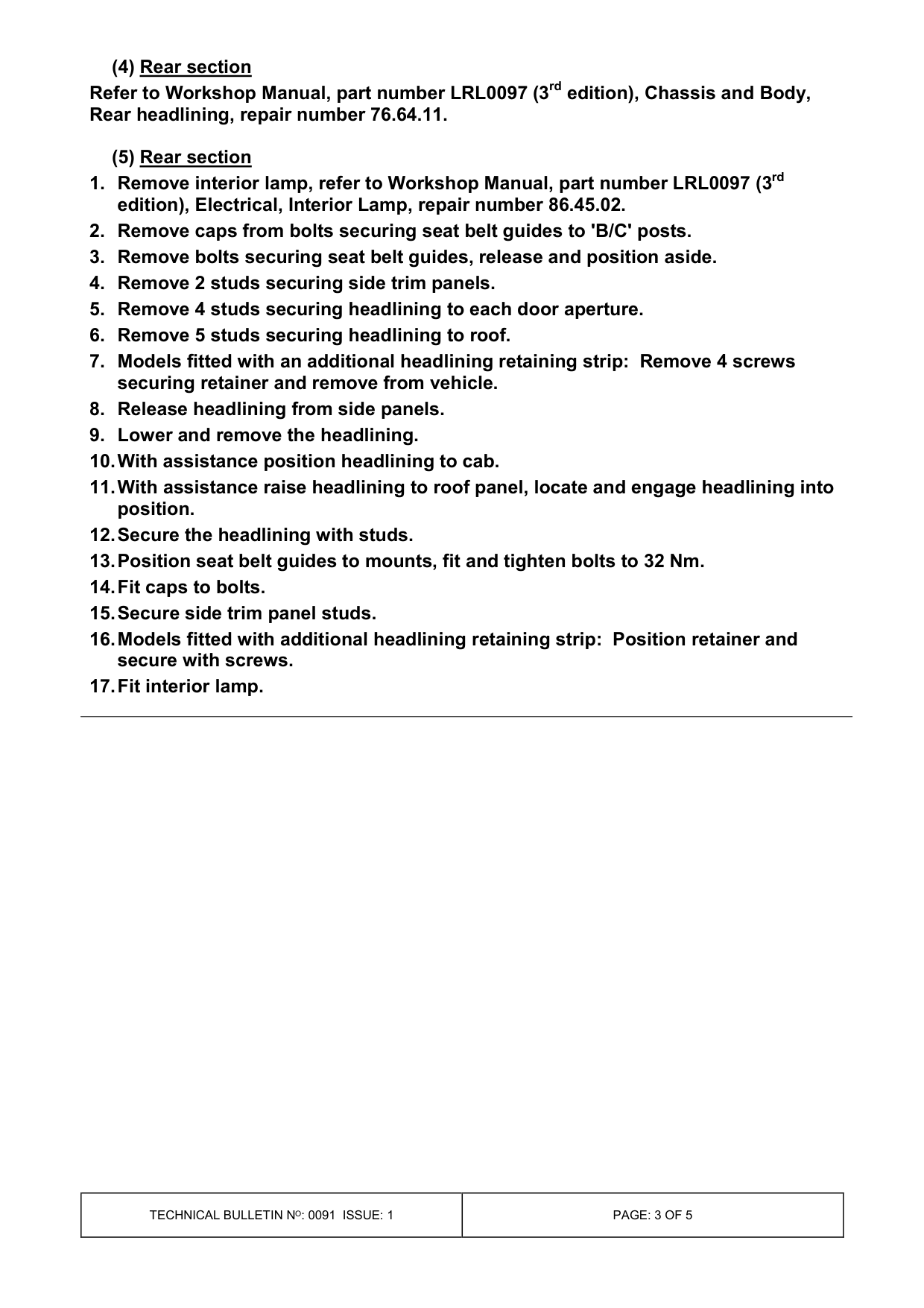 De-Lamination Of The Headlining – bulletin page 3