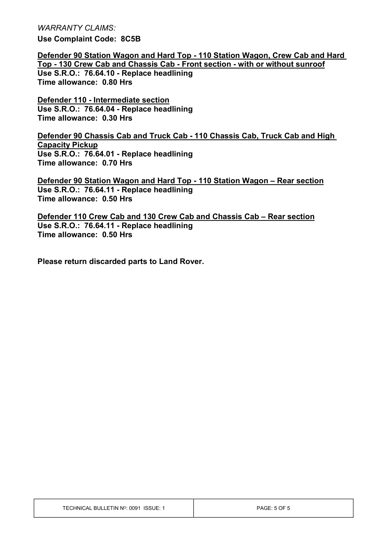 De-Lamination Of The Headlining – bulletin page 5