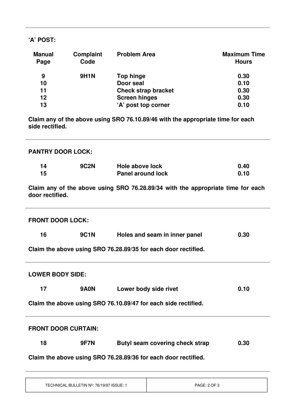 Water Ingress Into Vehicle – bulletin page 2
