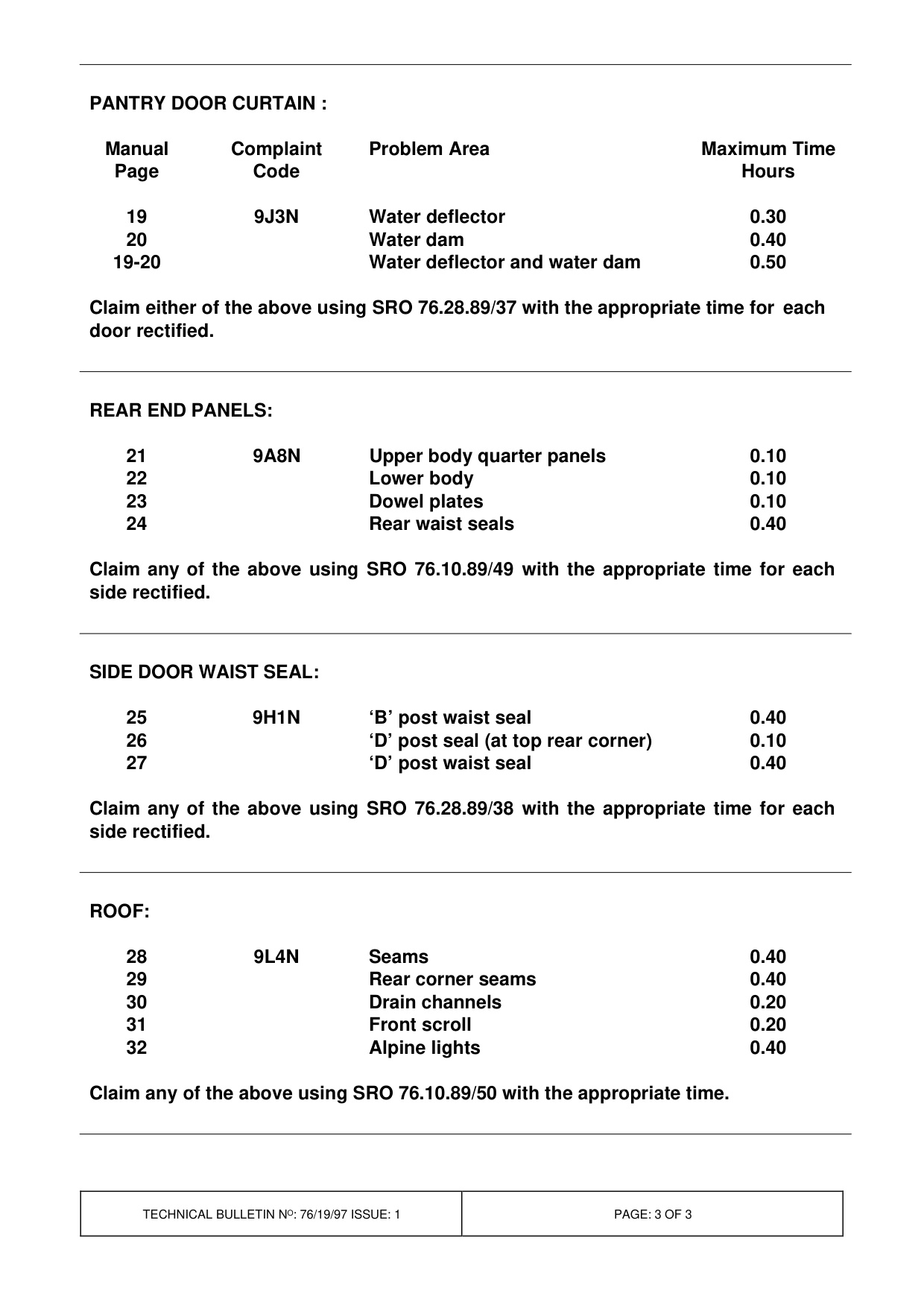 Water Ingress Into Vehicle – bulletin page 3
