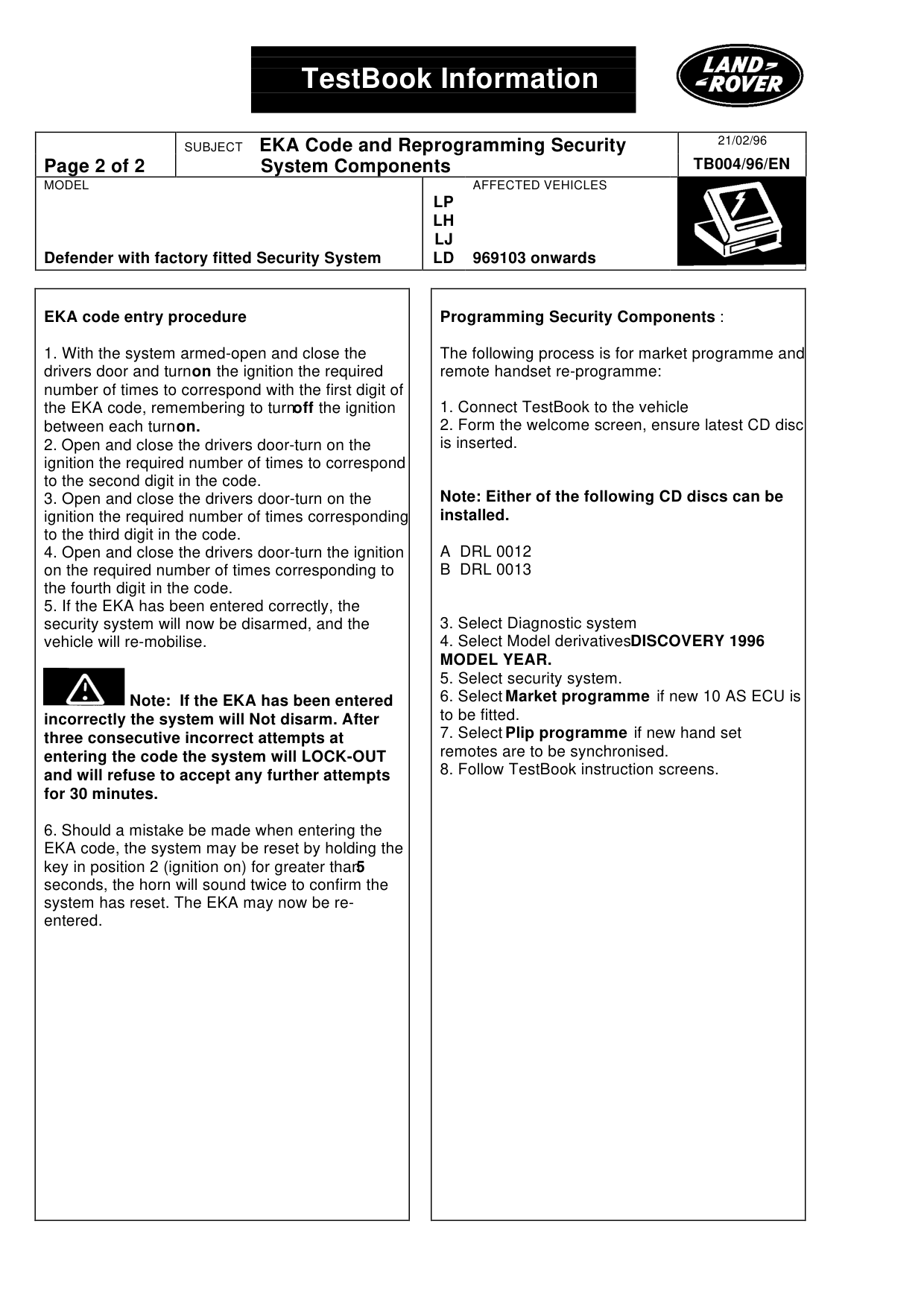 Eka Code Re-Programming Secuity System Components – bulletin page 2