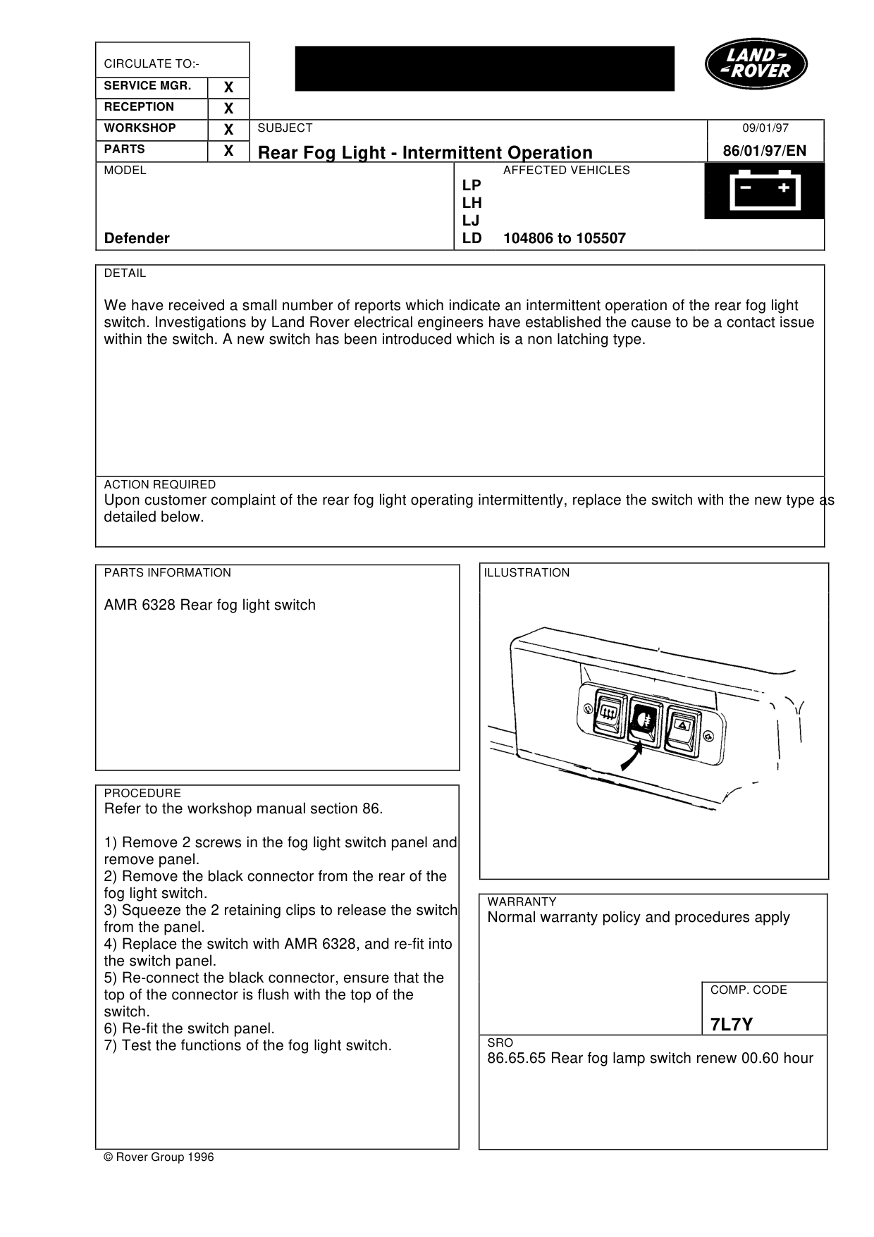 Rear Fog Light - Intermittent Operation – bulletin page 1