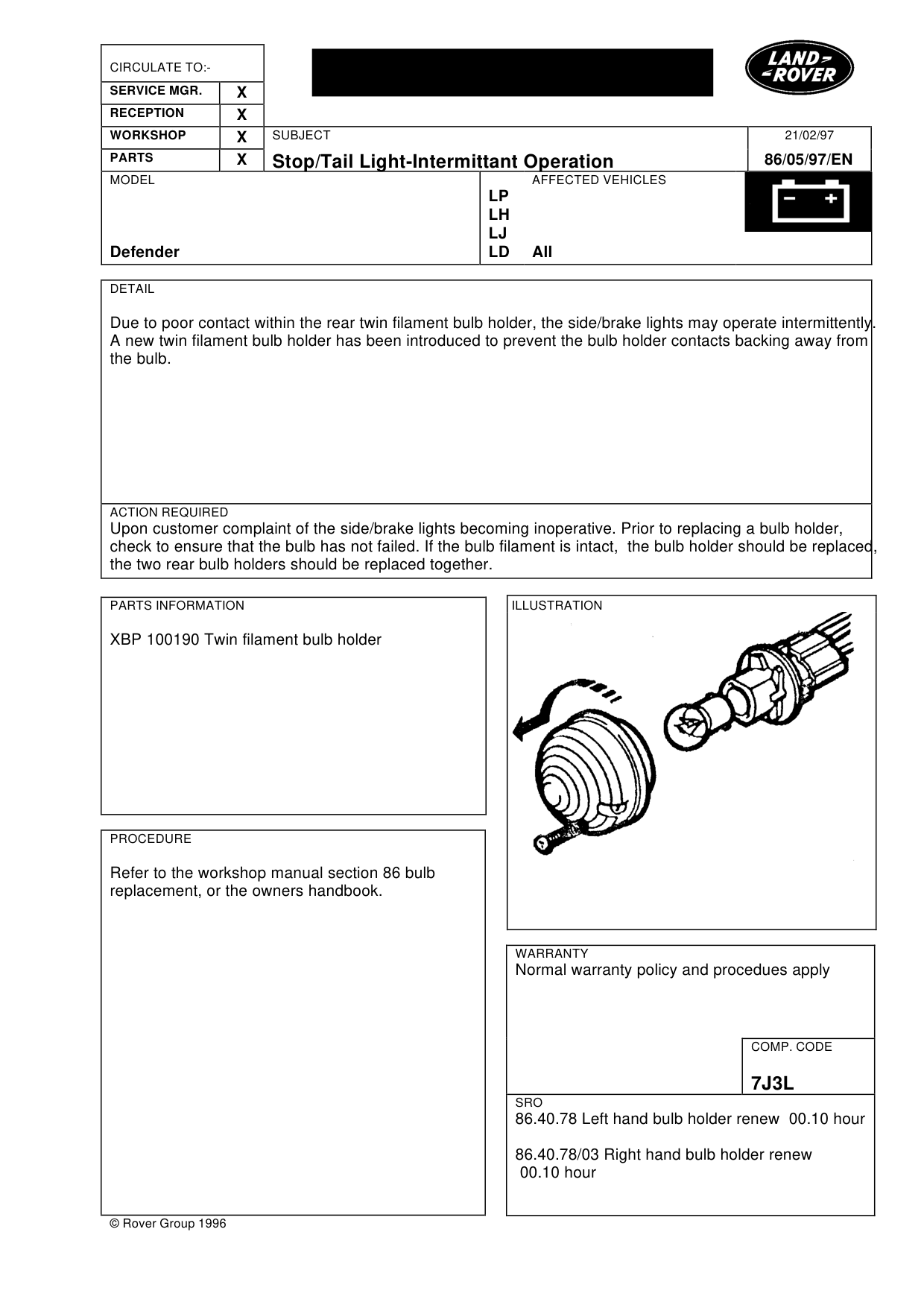 Stop/Tail Light-Intermittent Operation – bulletin page 1