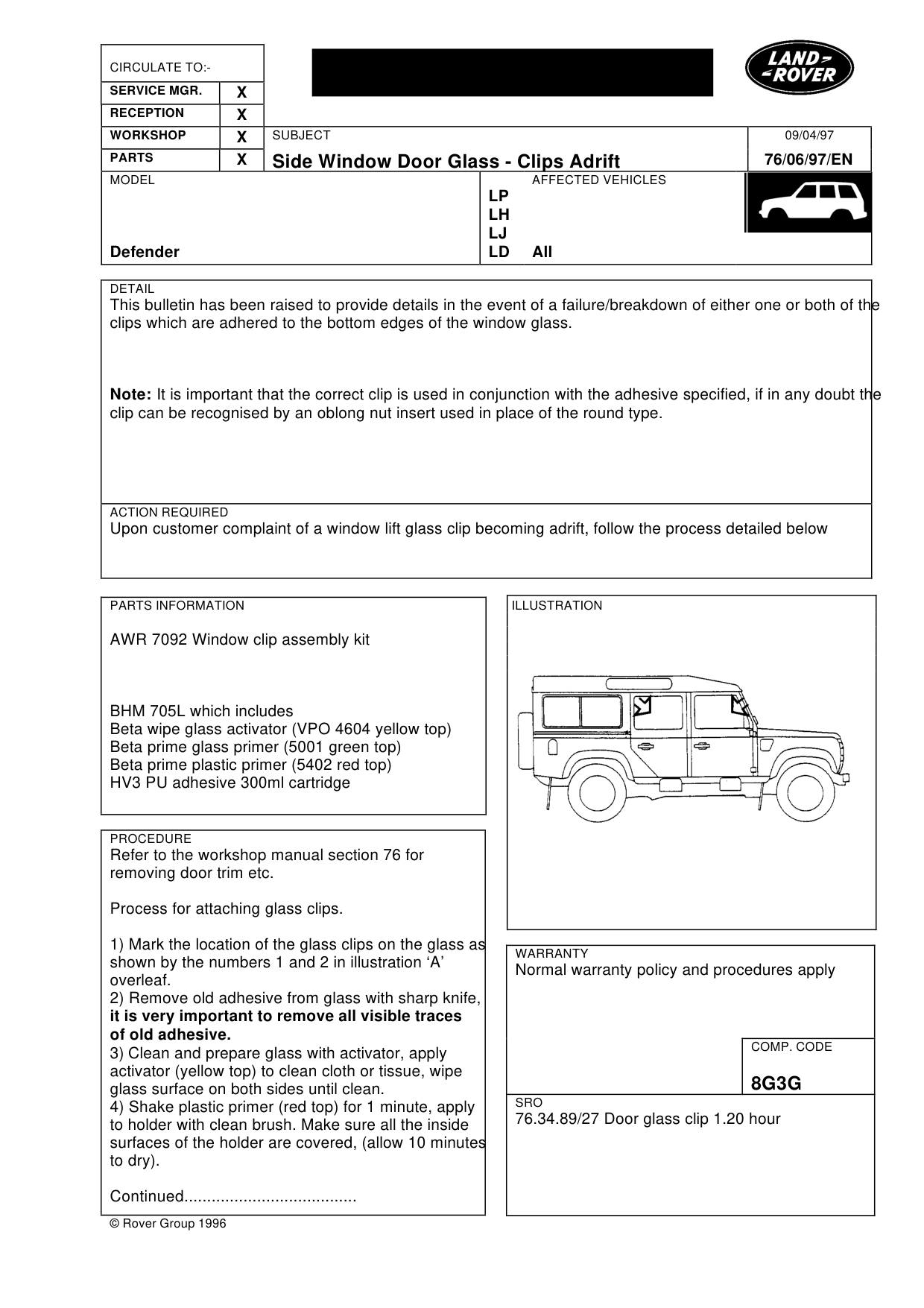 Side Window Door Glass Clips Adrift – bulletin page 1
