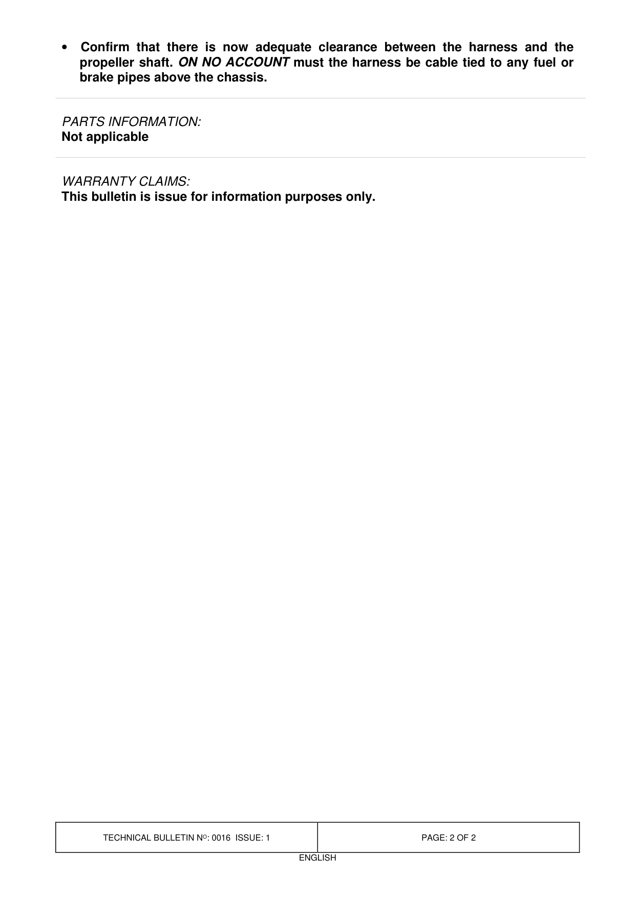 Damage To Chassis Electrical Harness – bulletin page 2