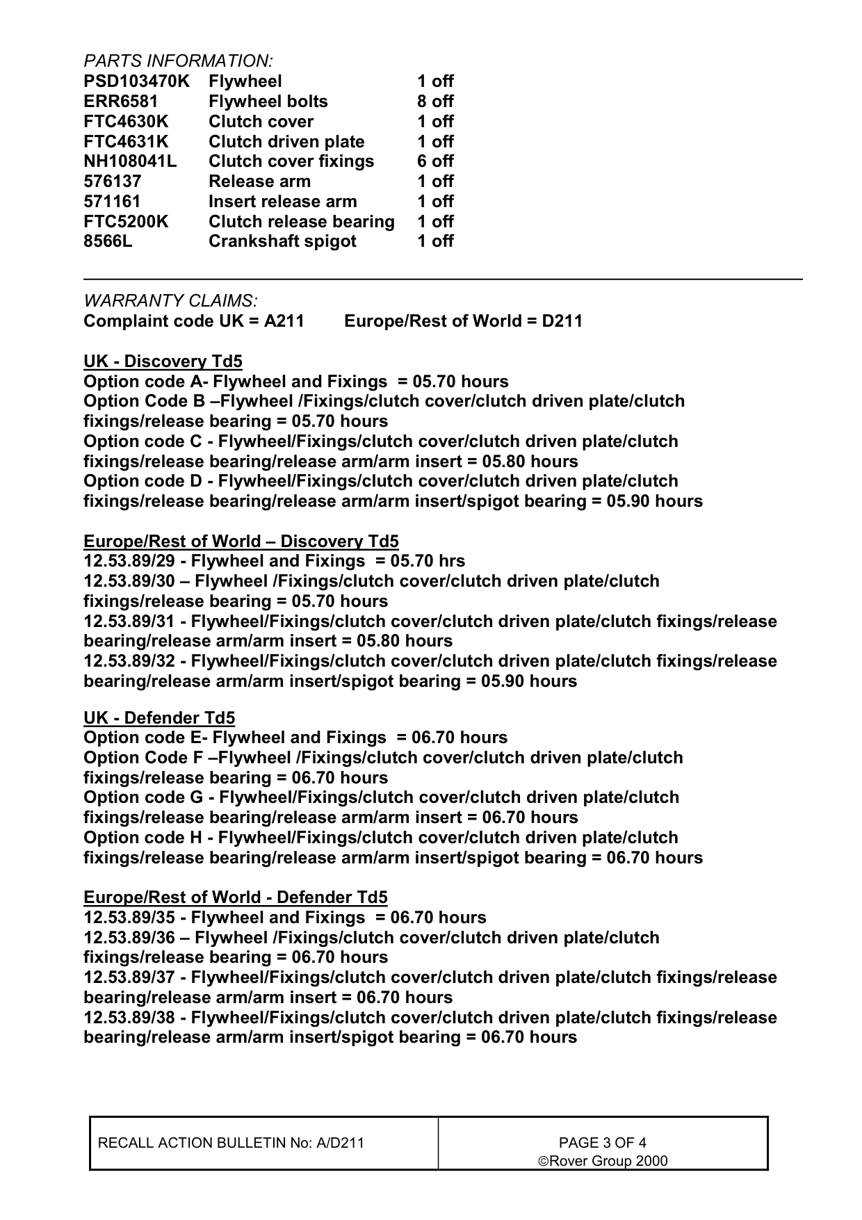 Dual Mass Flywheel - Material Specification – bulletin page 3