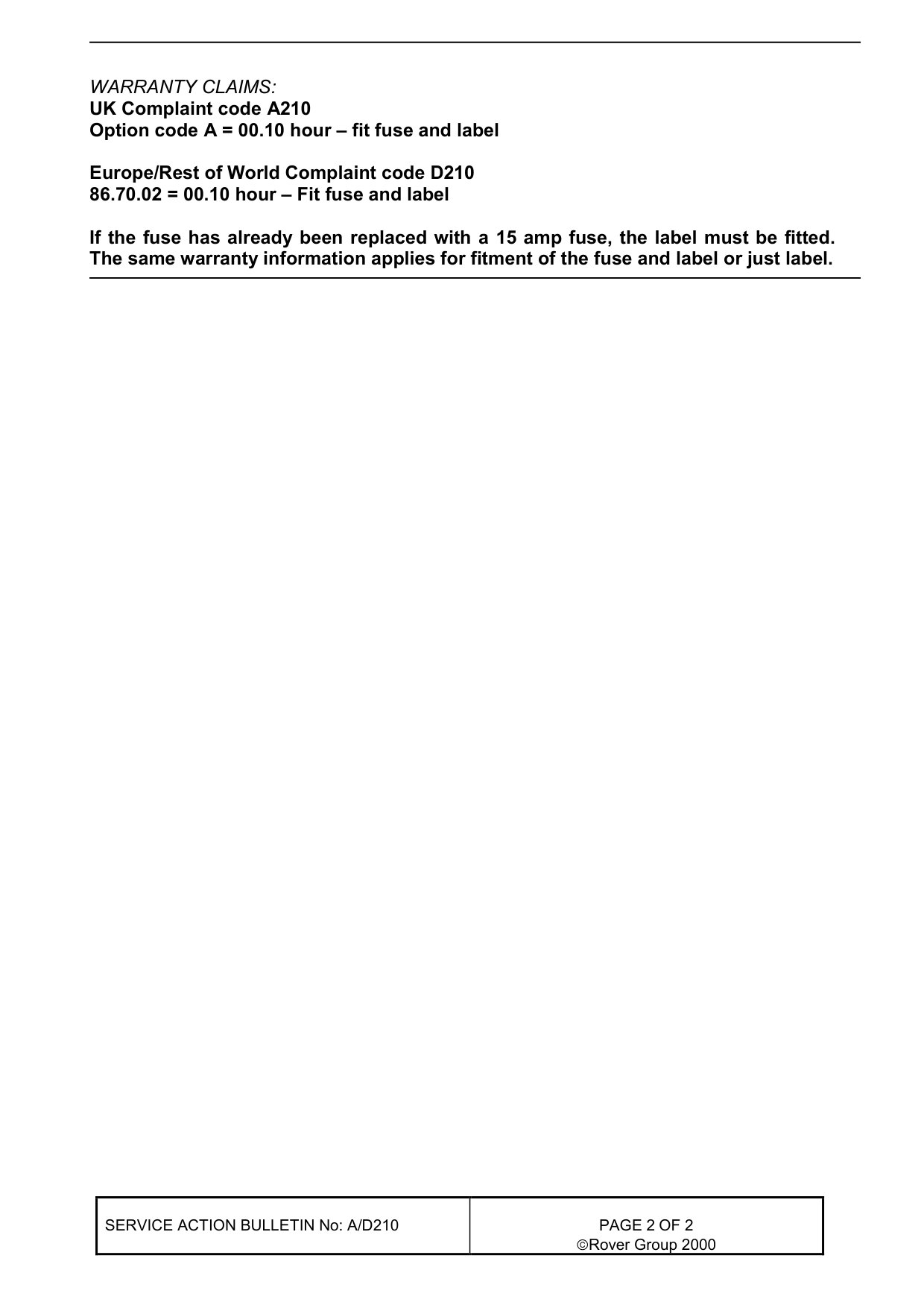 Stop And Reverse Light Fuse - 'Blowing' – bulletin page 2