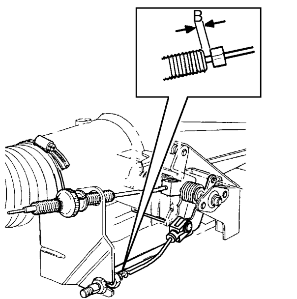Kickdown cable adjustment – Connect kick-down cable to throttle lever and secure with clevis pin.