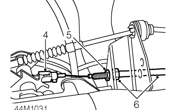 Kickdown cable – Disconnect battery negative lead.