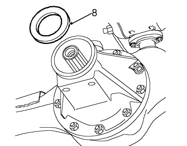 Differential pinion oil seal – Position container to catch oil spillage.