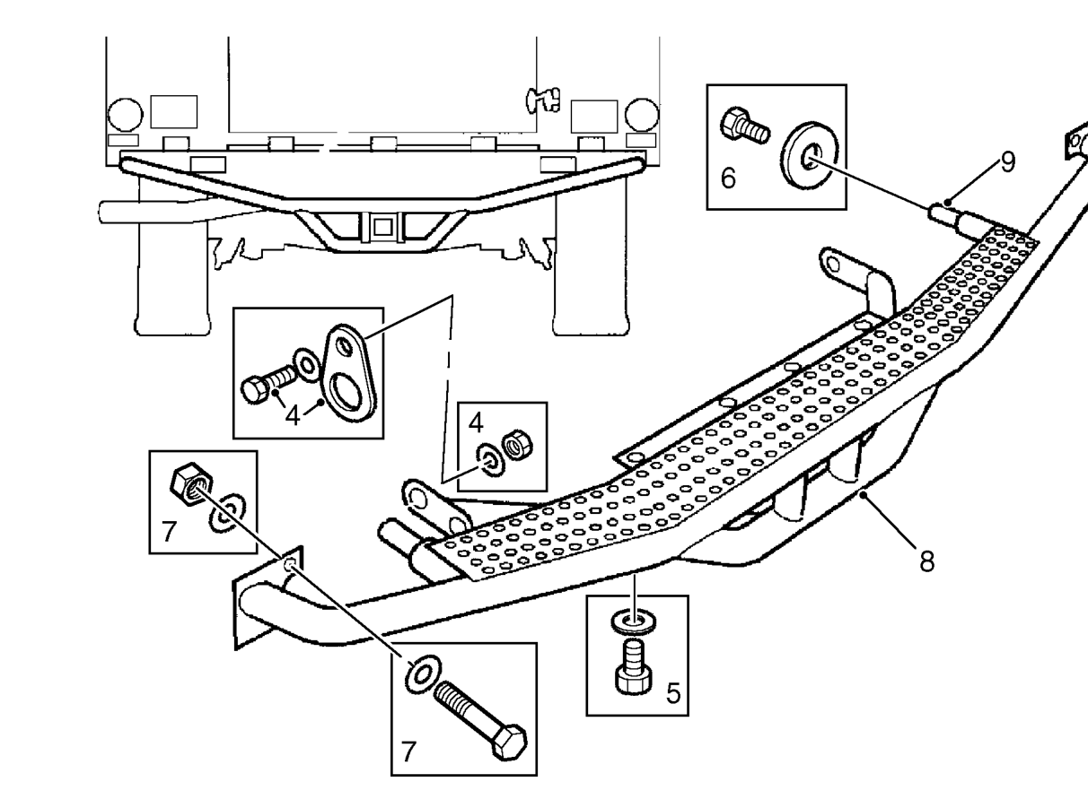 Rear tow bar – With assistance, withdraw tow bar assembly from chassis.
