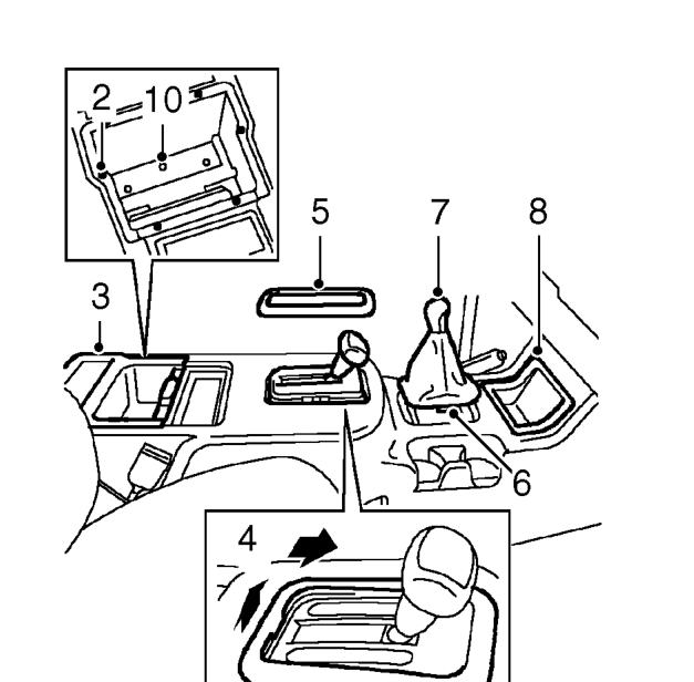 Centre console refit – Fit gear selector housing surround and secure.