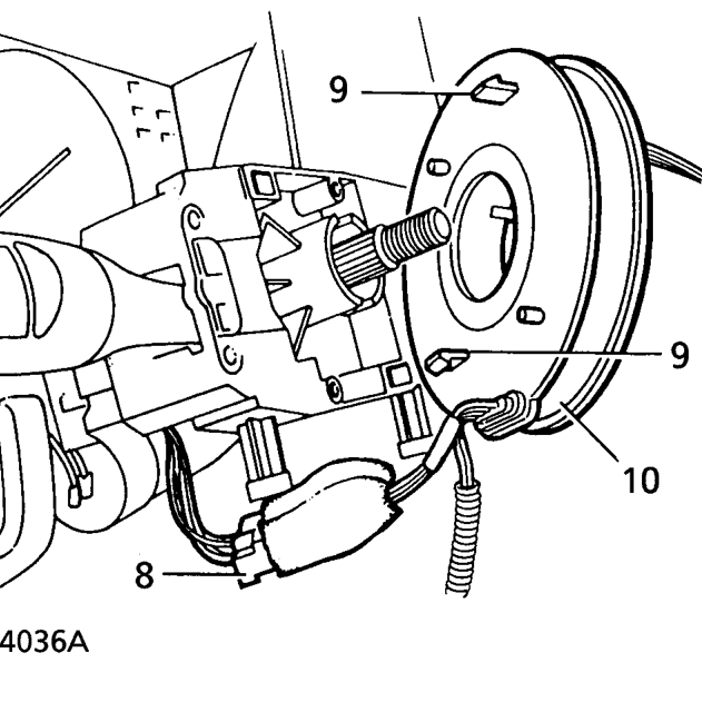 Release airbag harness connector from bracket and disconnect.