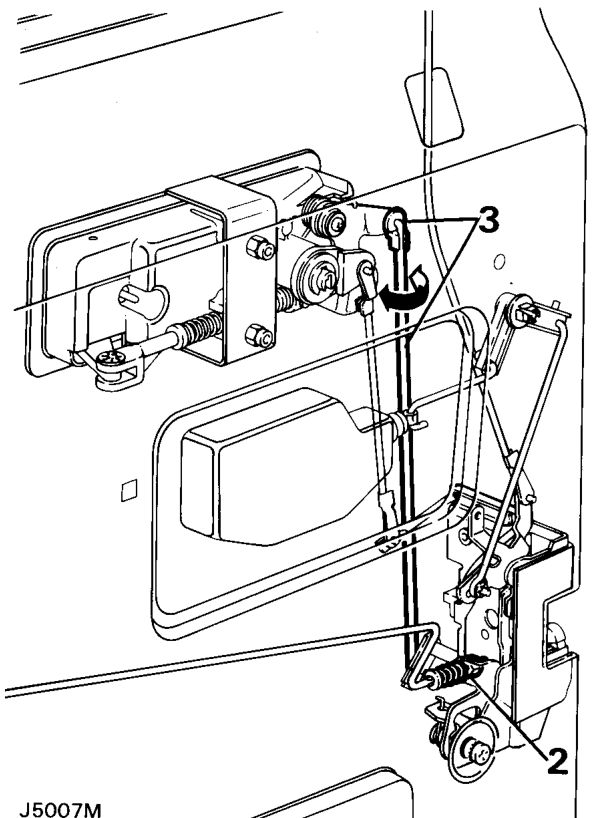Inside door release handle to lock outside door release handle to lock – Refit the inside door release handle surround before any adjustment is made, allowing the 