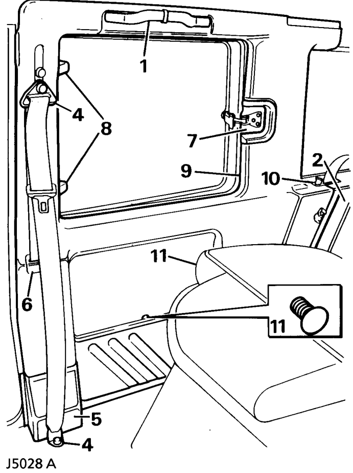 Front bodyside trim casing – Tighten upper and lower seat belt fixings to