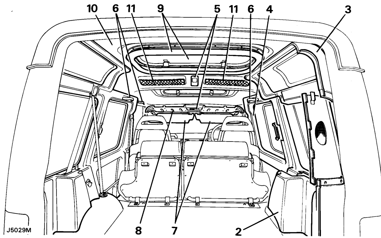 Headlining – fitted, remove the passenger net pockets and fit them to the new headlining.