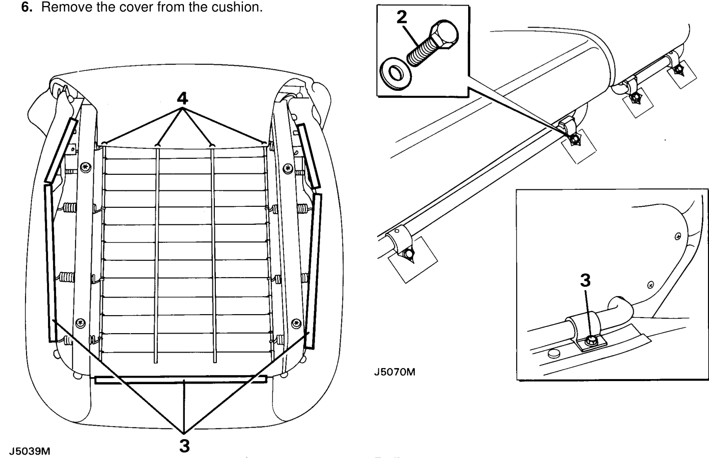Cushion remove – Remove the cover from the cushion.