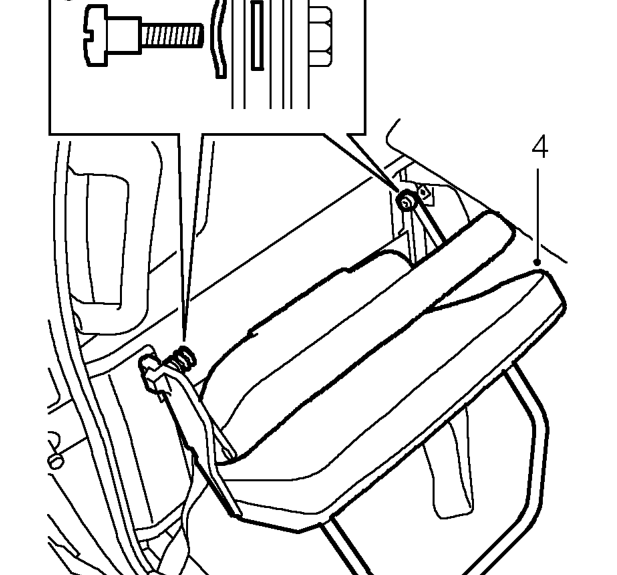 Seat squab – between the link or bracket. Ensure that these washers are fitted in the correct locations