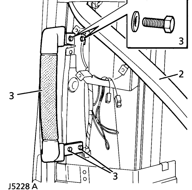 Rear grab handle – Remove the four securing bolts and detach the handle.