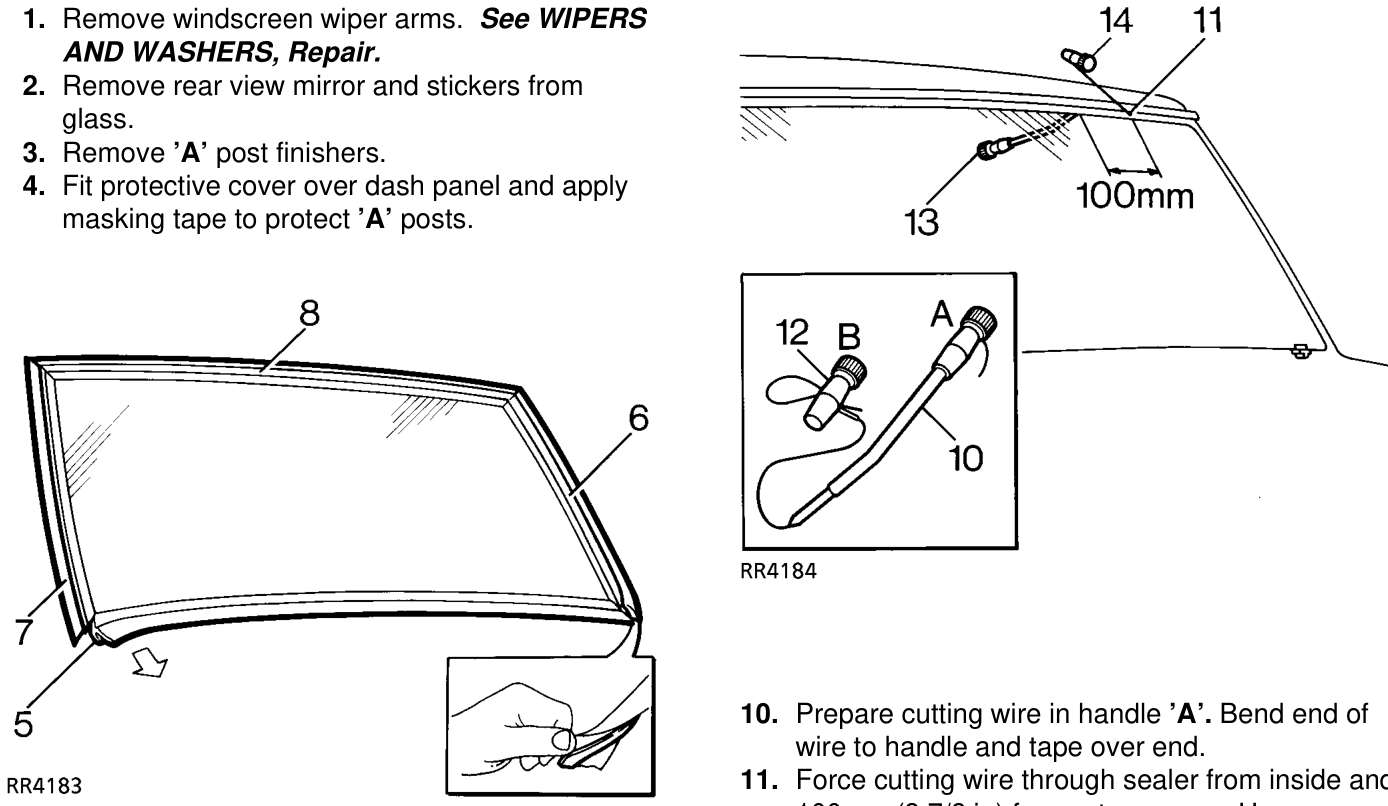 Remove windscreen wiper arms. See WIPERS