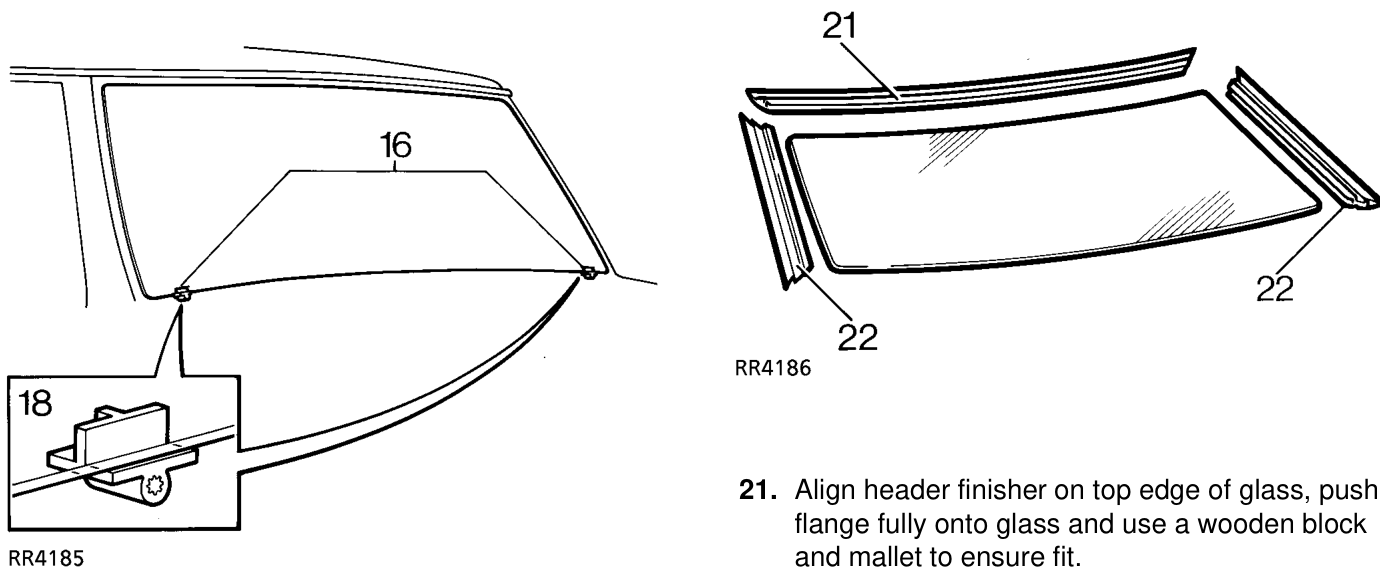 Cut through sealer between the supports. If heated front screen: Cut through the 2 wires e