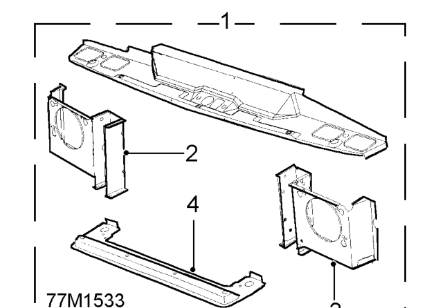 Valance and wheelarch – Valance and wheelarch panels are serviced as an assembly (1) and fitted to the bulkhead. T