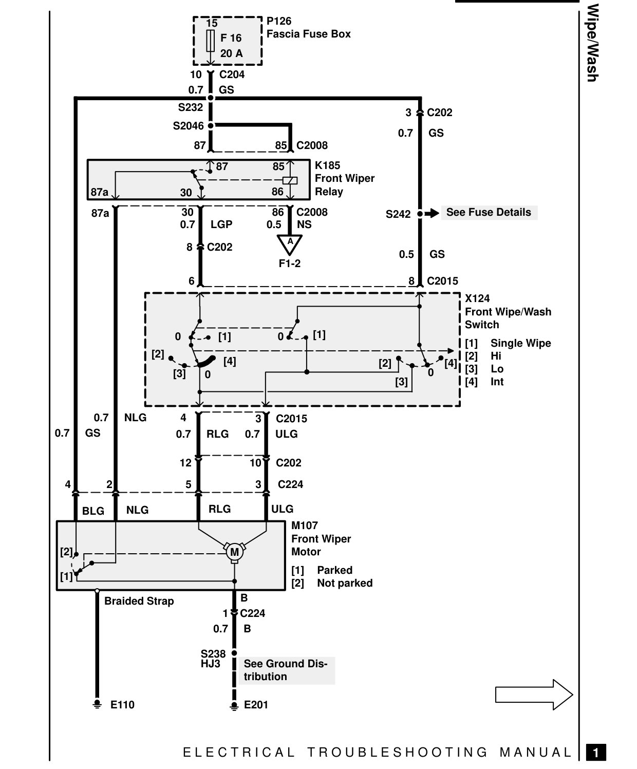 Front Wipe/Wash – Circuit Diagram