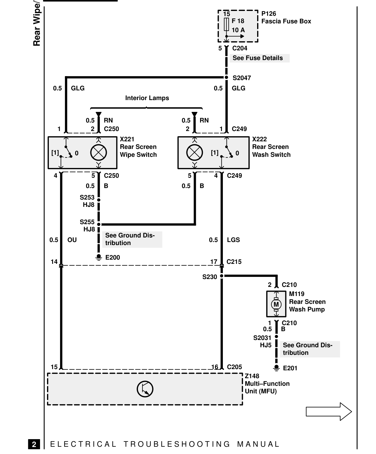Rear Wipe/Wash – Circuit Diagram