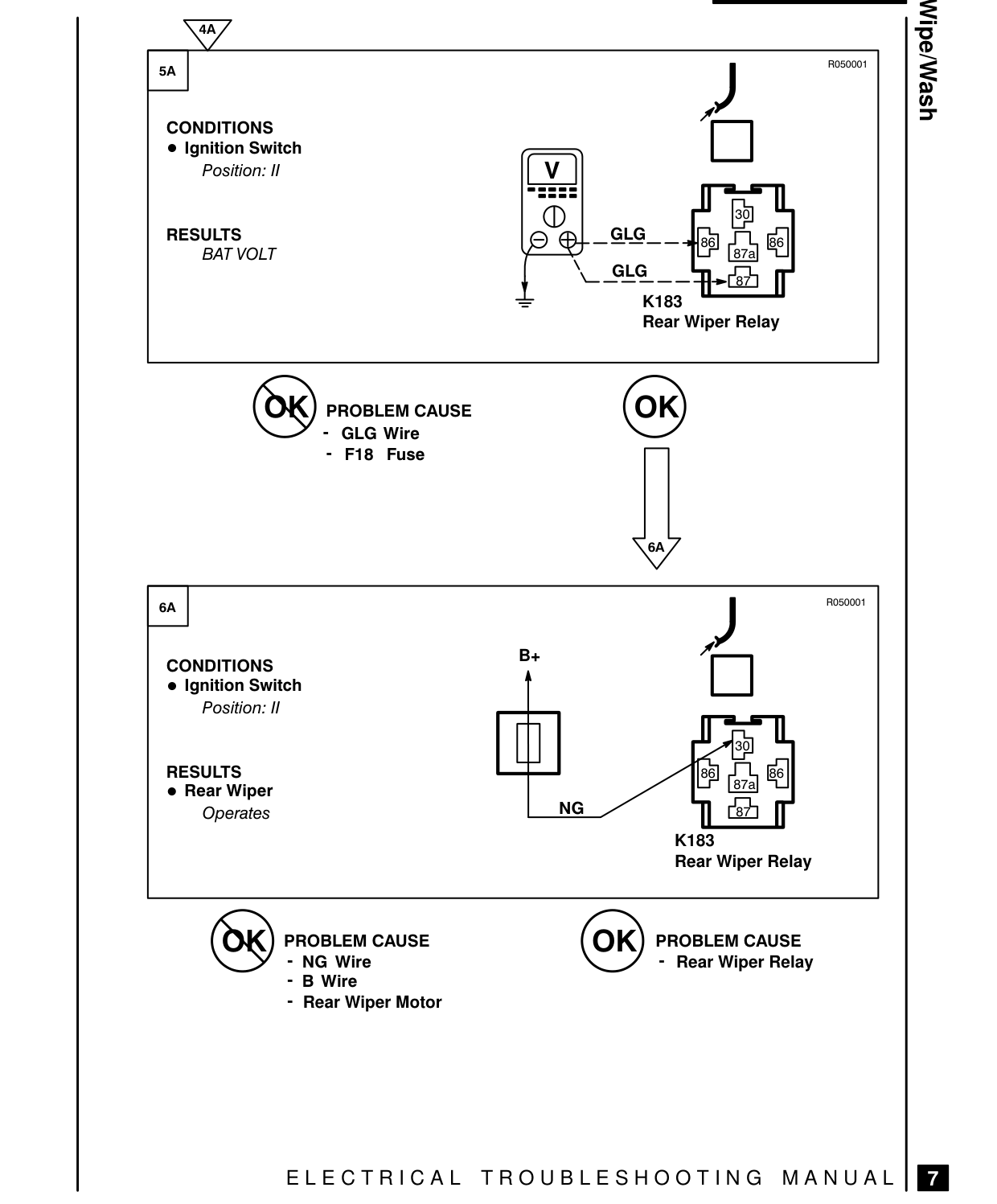 Rear Wipe/Wash – Fault Diagnosis