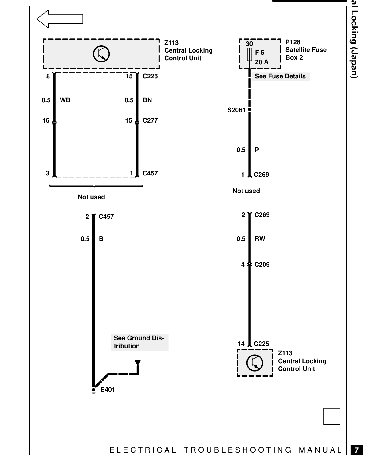 Central Locking (Japan) – Circuit Diagram