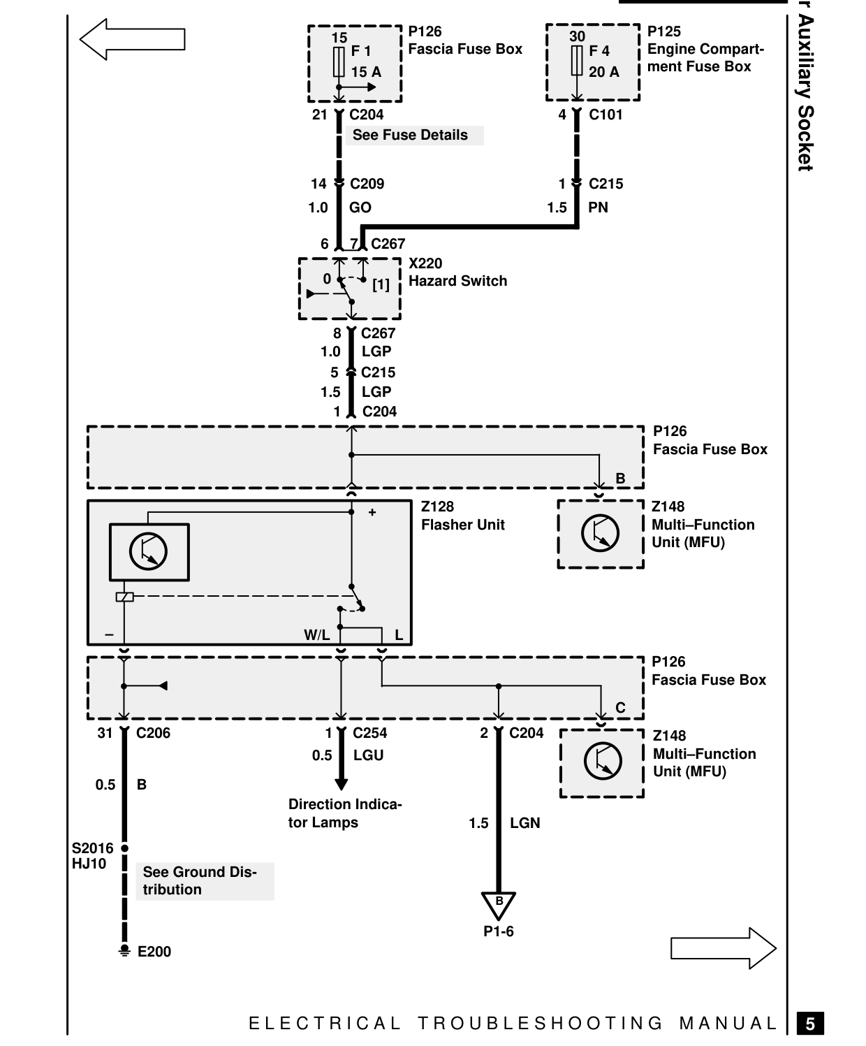 Trailer Auxiliary Socket – Circuit Diagram