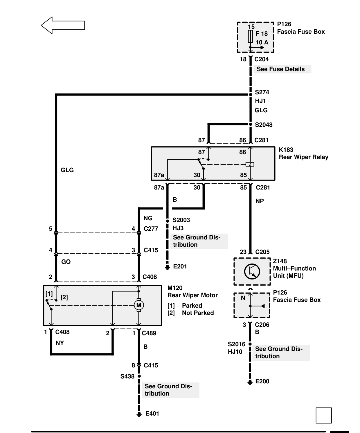 Rear Wipe/Wash – Circuit Diagram
