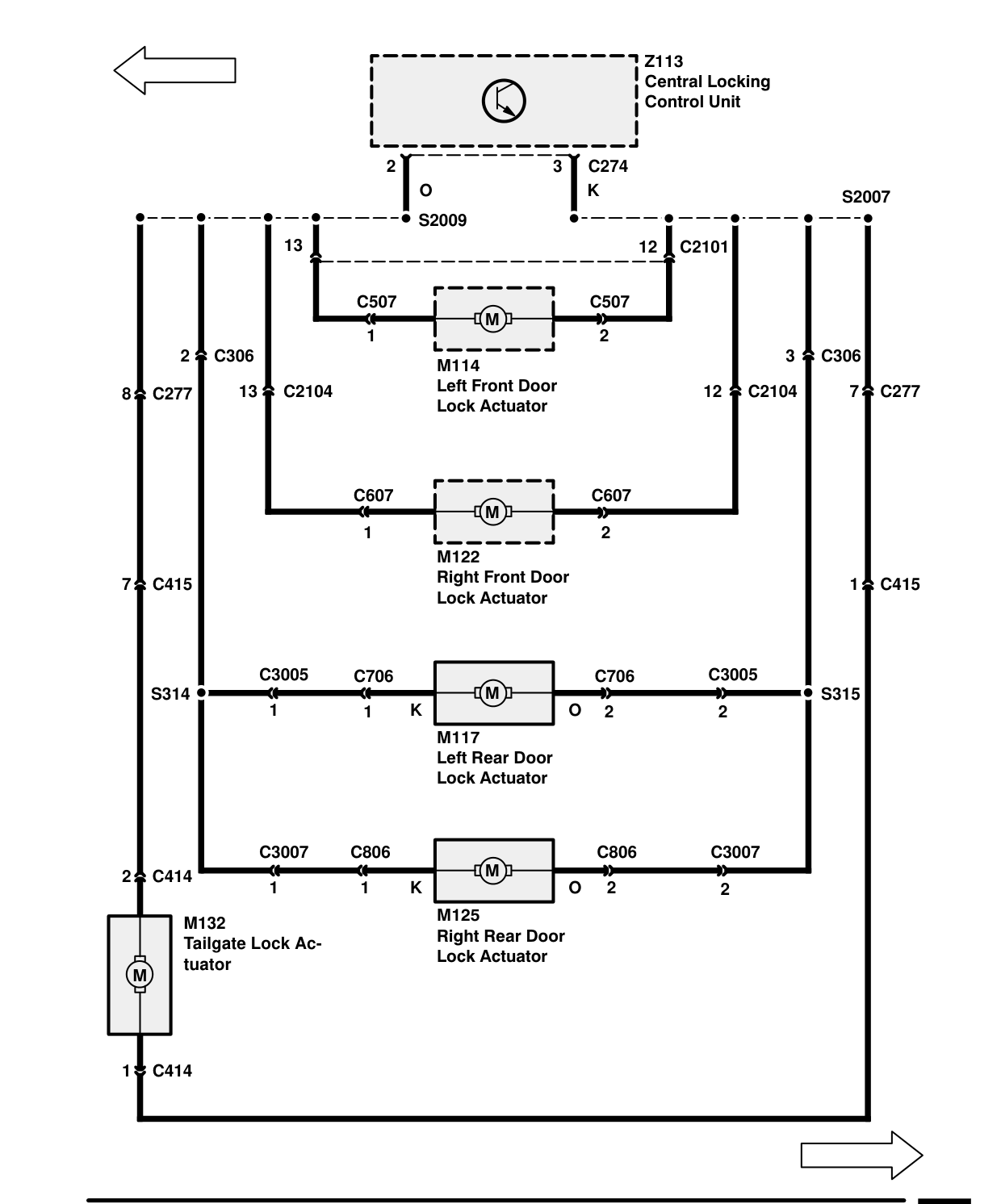 Central Locking (Japan) – Circuit Diagram