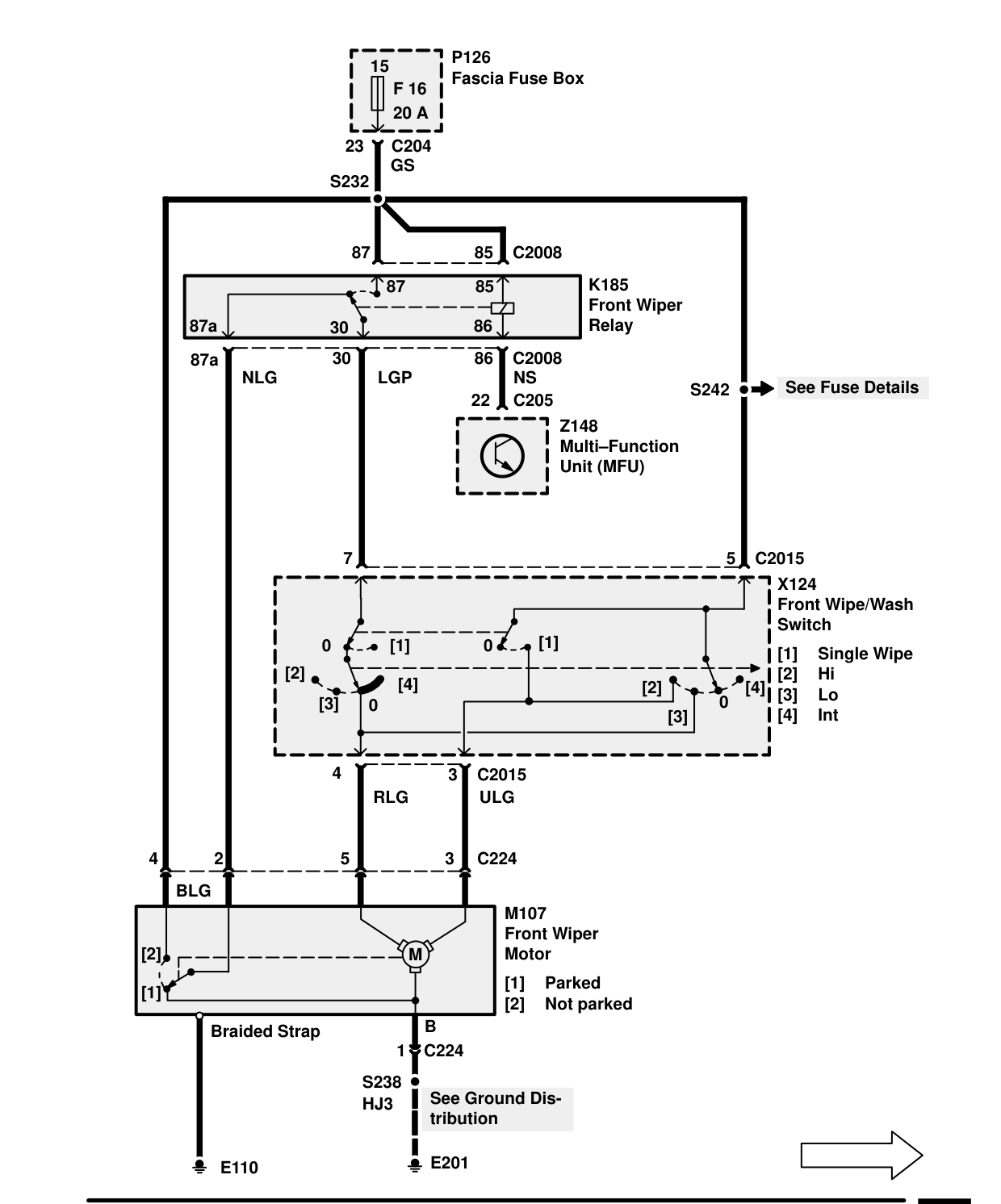 Front Wipe/Wash – Circuit Diagram
