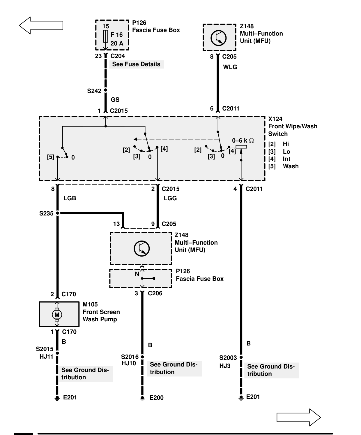 Front Wipe/Wash – Circuit Diagram