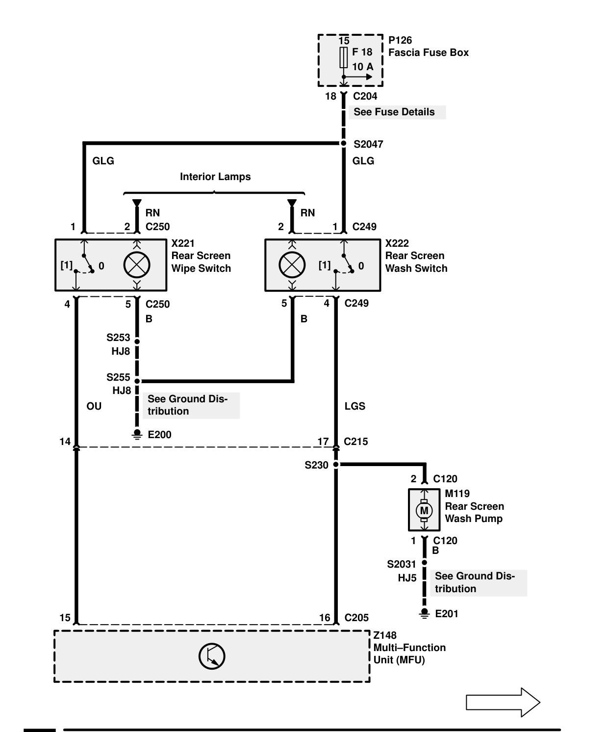 Rear Wipe/Wash – Circuit Diagram