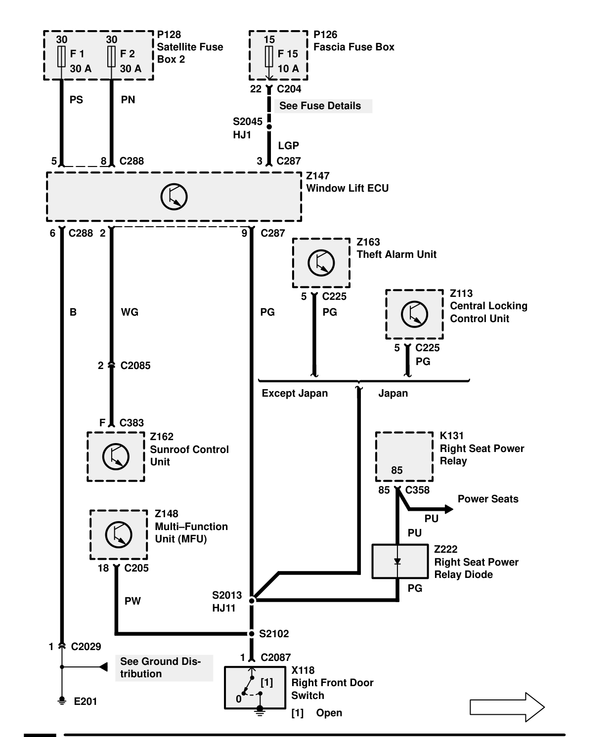 Power Windows – Circuit Diagram