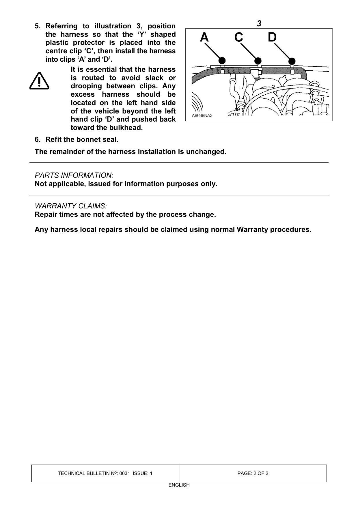 Engine Harness - Fitting Procedure Care Points – bulletin page 2