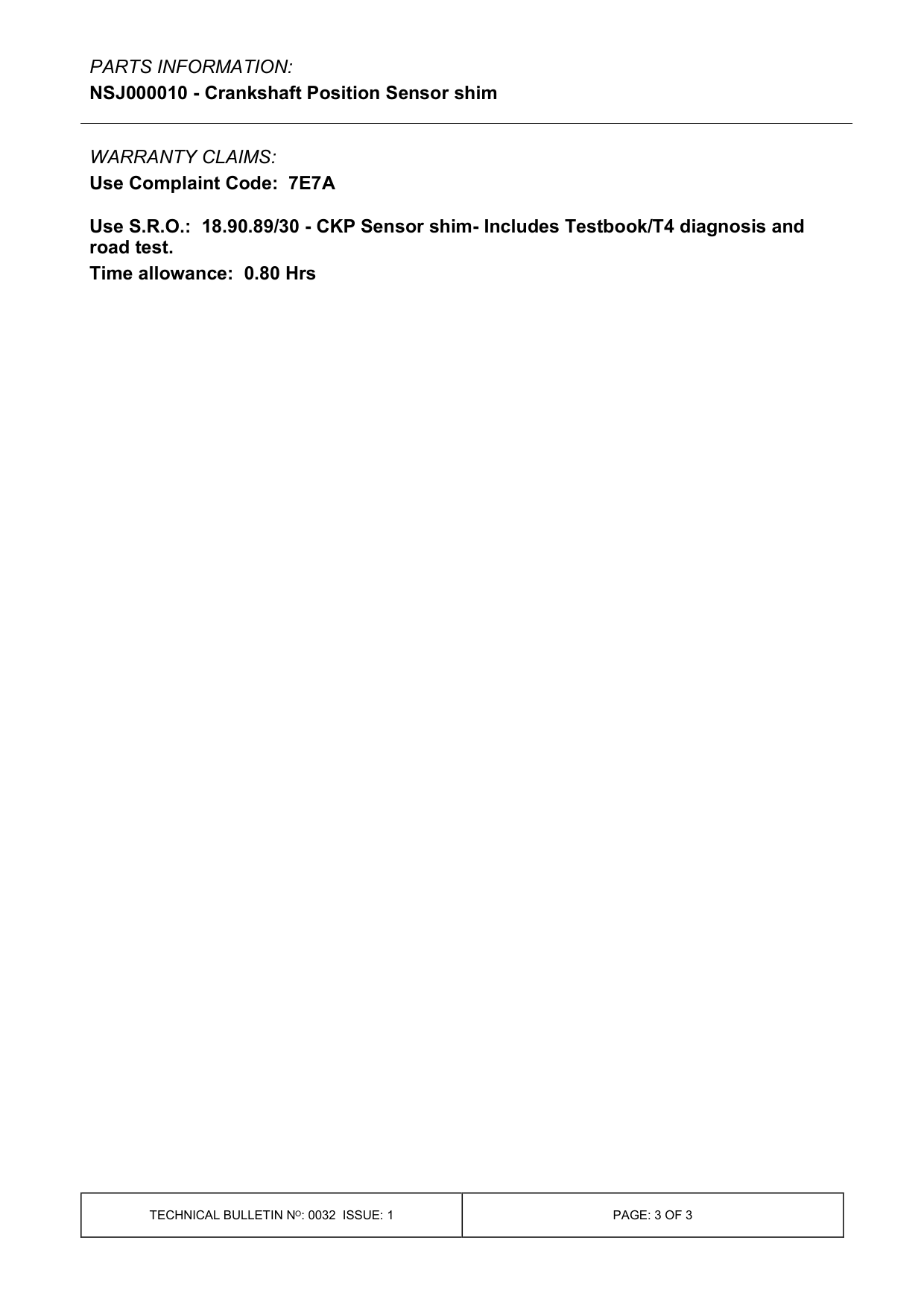 Engine Misfire – bulletin page 3