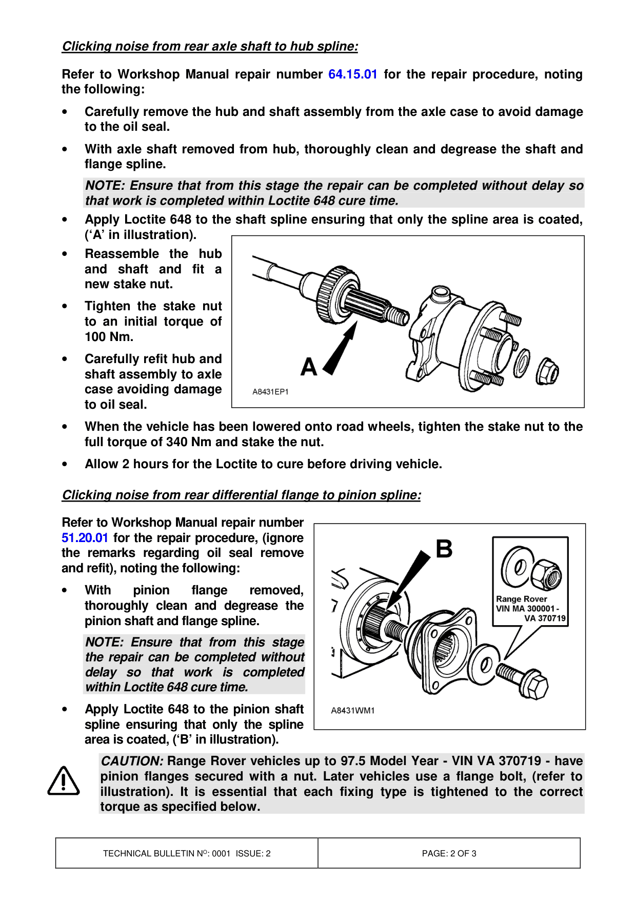 Clicking Noise From Rear Axle – bulletin page 2
