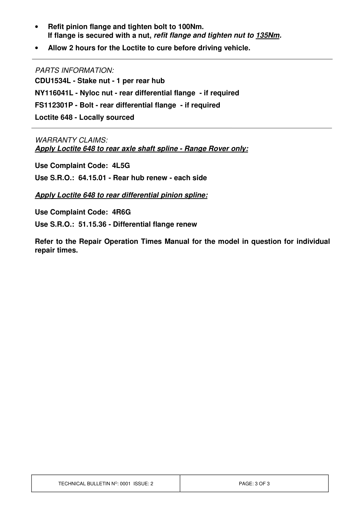 Clicking Noise From Rear Axle – bulletin page 3