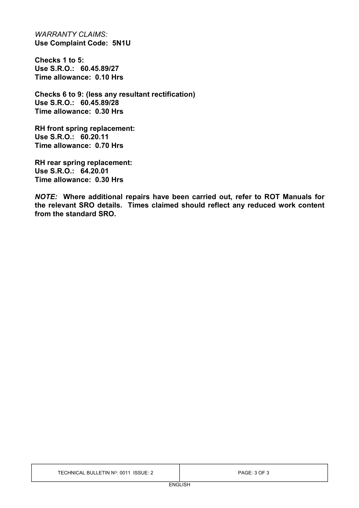 Vehicle Leans To The Right - Spring Specification – bulletin page 3
