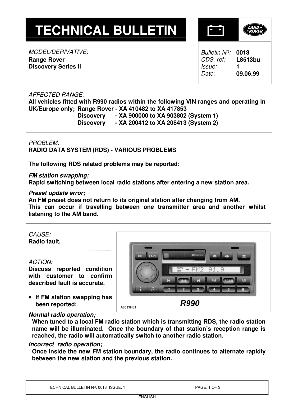 Radio Data System (Rds) - Various Problems – bulletin page 1