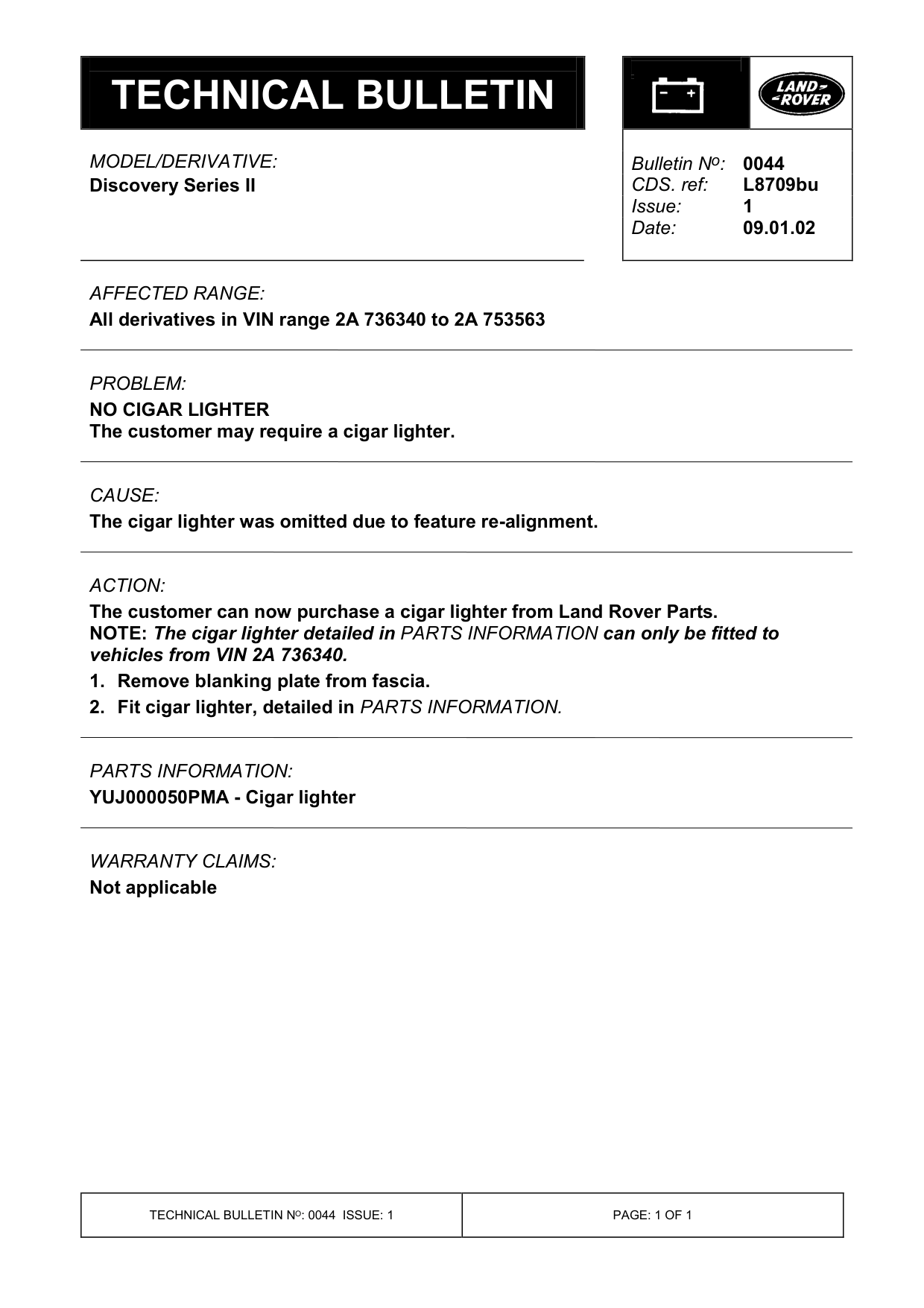No Cigar Lighter – bulletin page 1