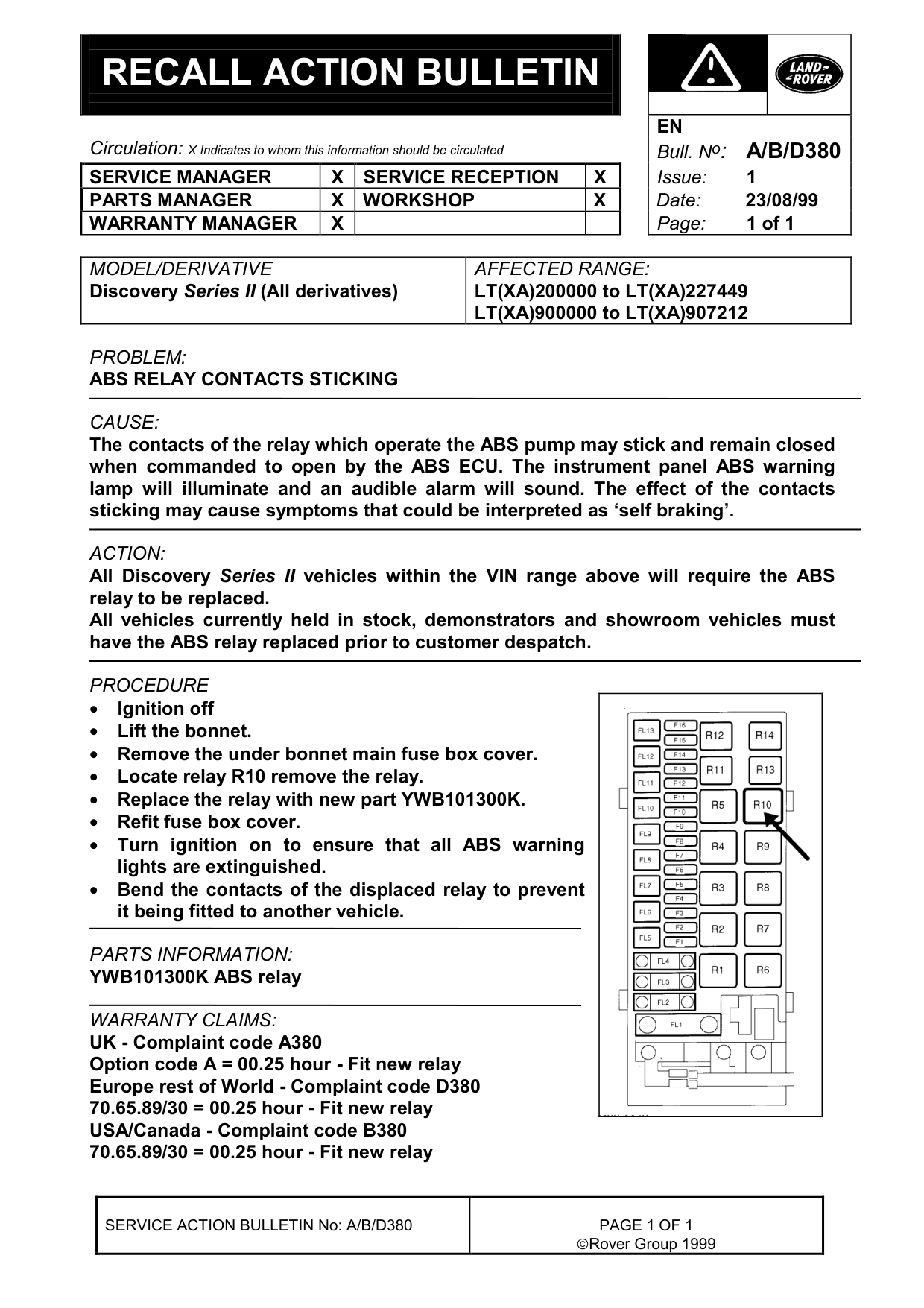 Abs Relay Contacts Sticking – bulletin page 1