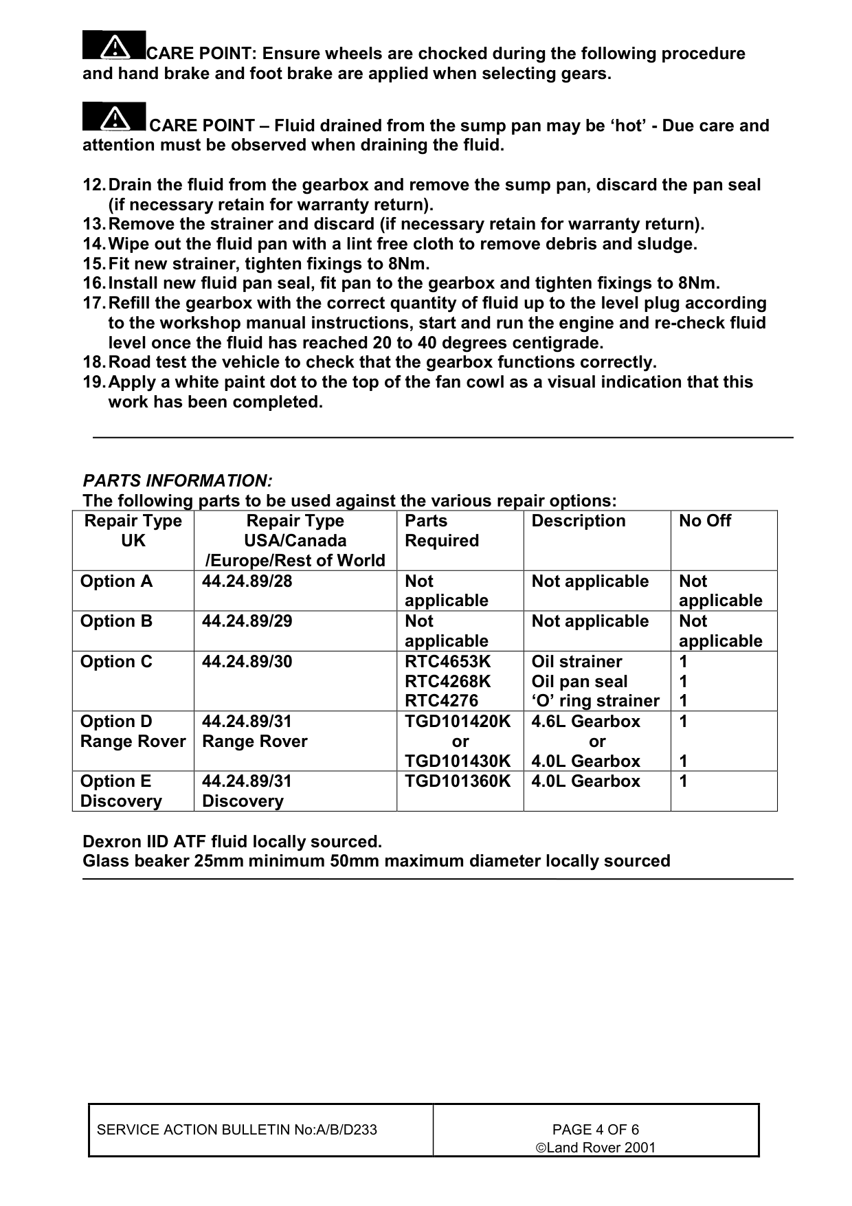 Automatic Gearbox Fluid Contaminated With Water – bulletin page 4
