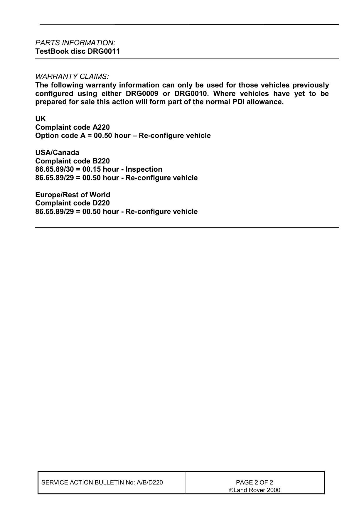 Battery Drain - During Vehicle Stand Down – bulletin page 2