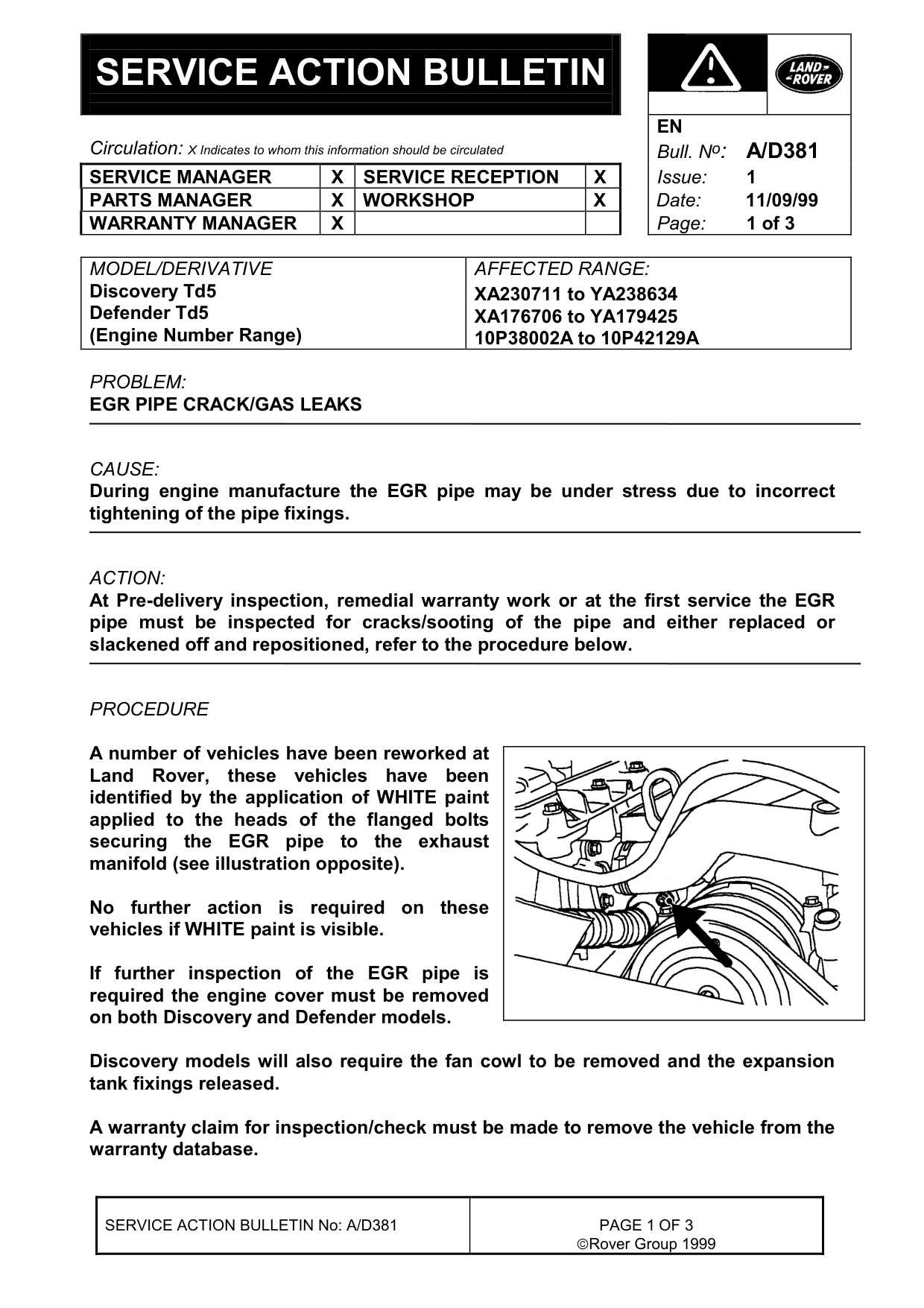 Egr Pipe Crack/Gas Leaks – bulletin page 1
