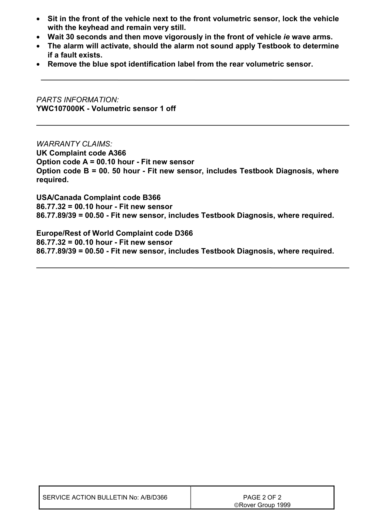 Inadvertent Alarm Activation – bulletin page 2