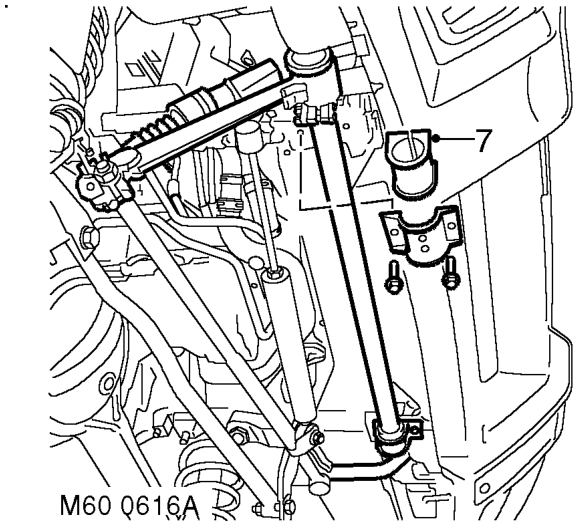 Actuator - front - ace – Remove 2 nuts securing anti-roll bar links to axle. Release links from axle.